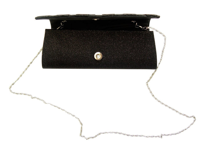 Embossed Elegant Evening Party Clutch Handbag Purse Add On Chain