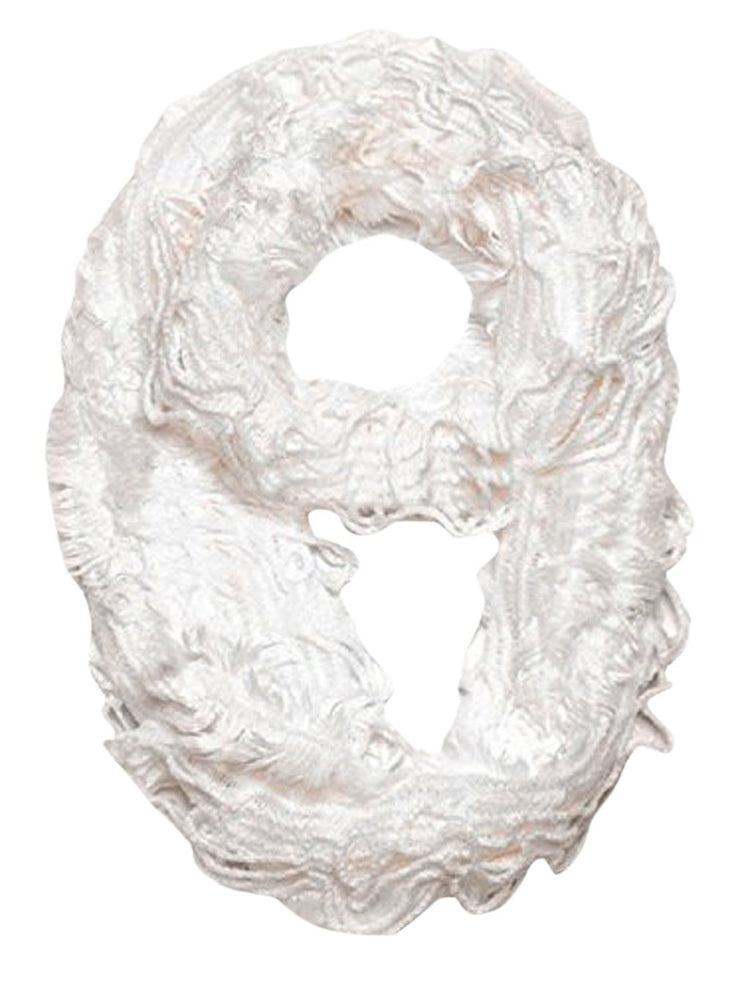 Cream Peach Couture Super Warm Ultra Thick Plush Stretchy Ruffled Infinity Loop Scarf