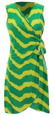 Zig Zag Chevron Print Lightweight Self Tie Side Wrap Dress