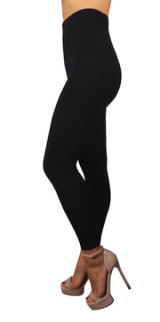 High Waist Slimming Seamless Fleece Lined Winter Leggings - Black S/M