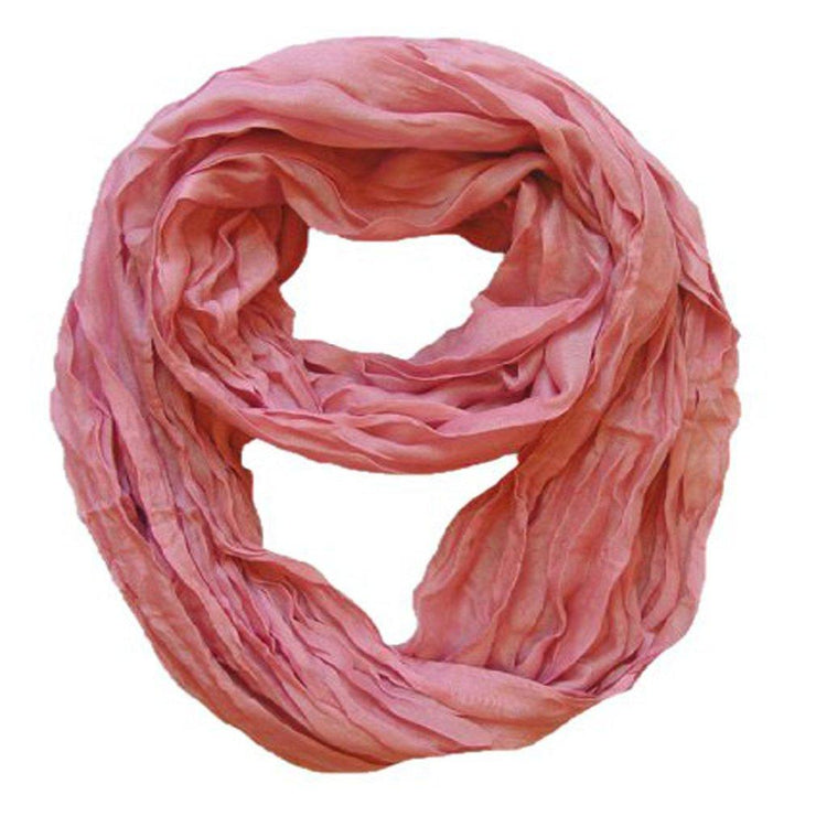 Dusty Rose Peach Couture Fashion Lightweight Crinkled Infinity Loop Scarf Neon Faded Ombre
