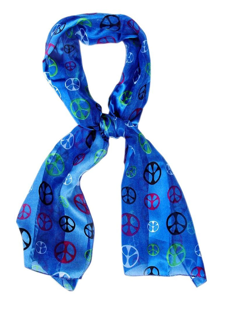 Blue Peace Peach Couture Silk Feel Throwback Neck Scarf Vintage Neck Tie