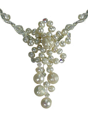 Layered All Over Pearl Explosion 925 Sterling Silver Women's Stunning Necklace