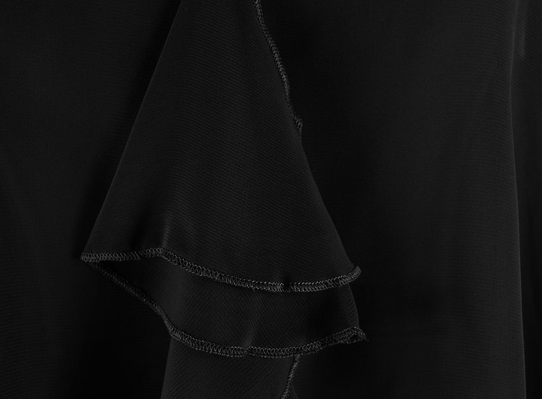 Vintage Sheer Light Summer Open Back Ruffle Evening Top Blouse