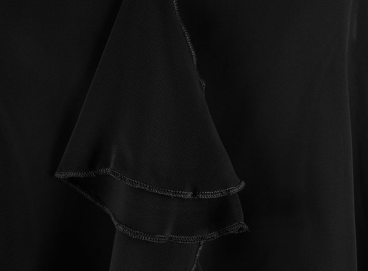 Vintage Sheer Light Summer Open Back Ruffle Evening Top Blouse