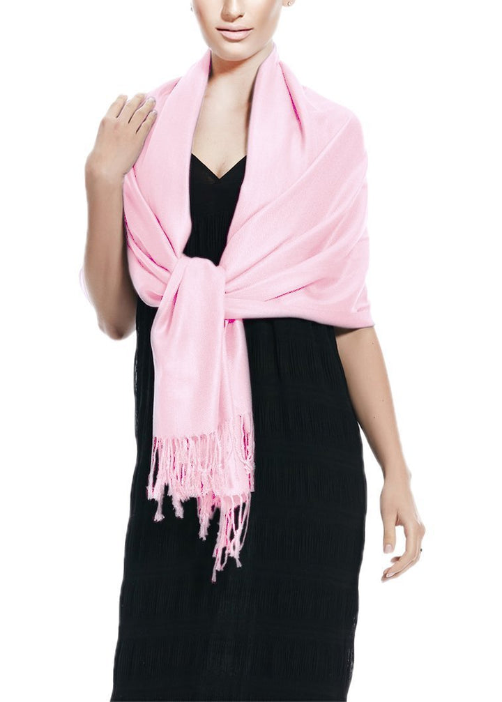 Baby pink pashmina shawl for women lightweight elegant wrap for travel and casual wear