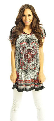 Peach Couture® Adorable Floral Print Lightweight Tunic Top