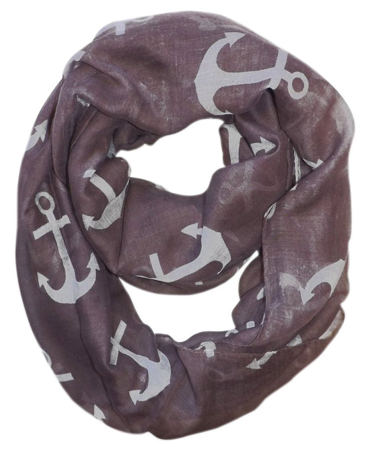 Lavender Peach Couture All season Infinity Loop Scarves Bold Anchor Print Scarf