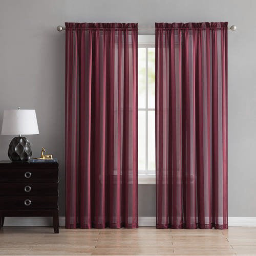 Woven Sheer Solid Drape Curtain 55 x 84 in - Double Panel Set
