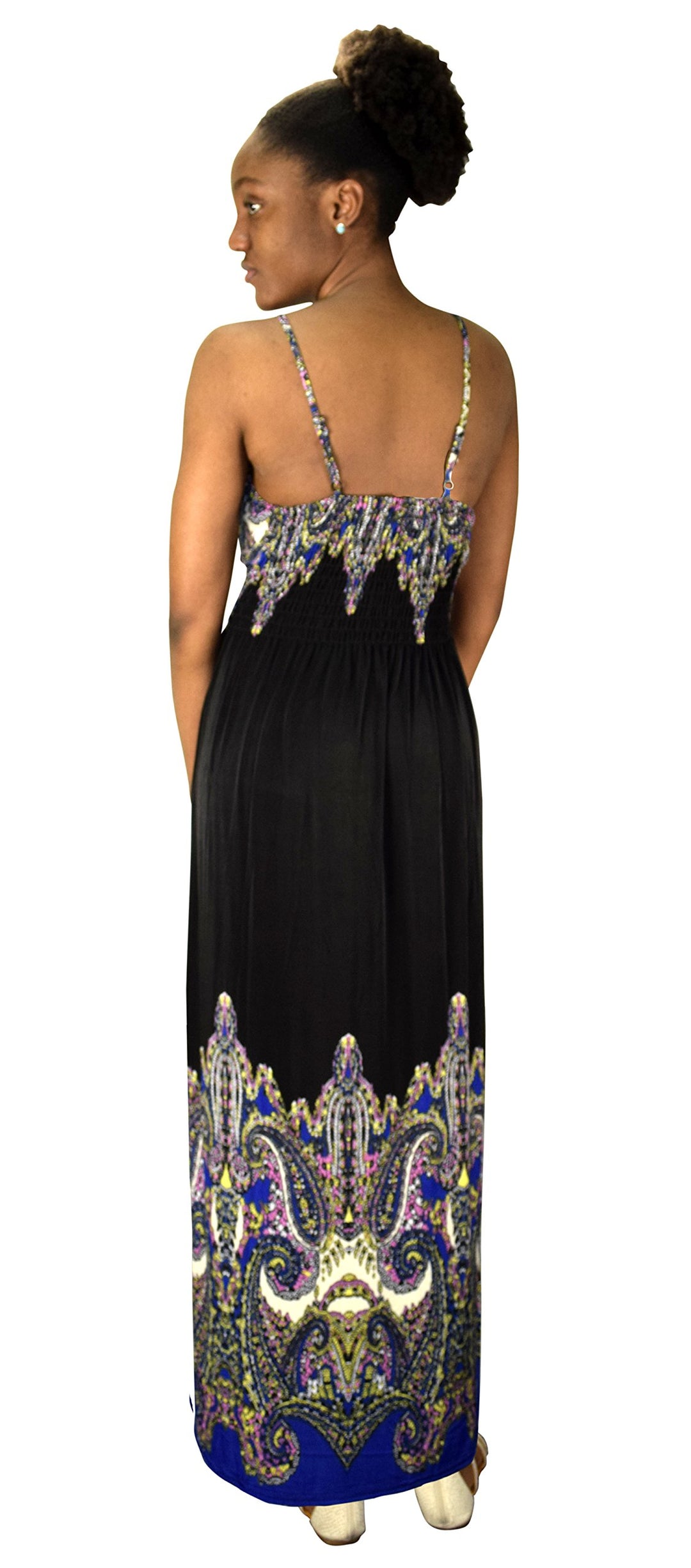 Peach Couture Spaghetti Strap Sleeveless Paisley Cocktail Vintage Maxi Dress