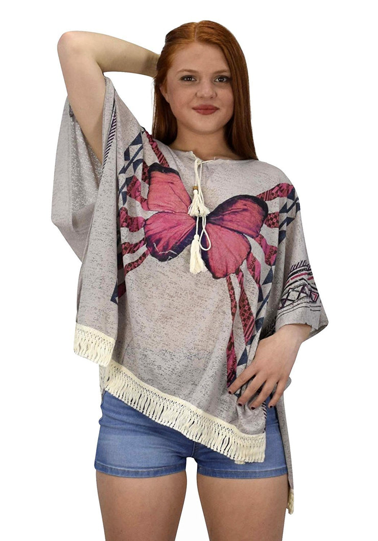 Womens Light Weight Summer Poncho Cardigan Beach Cover up