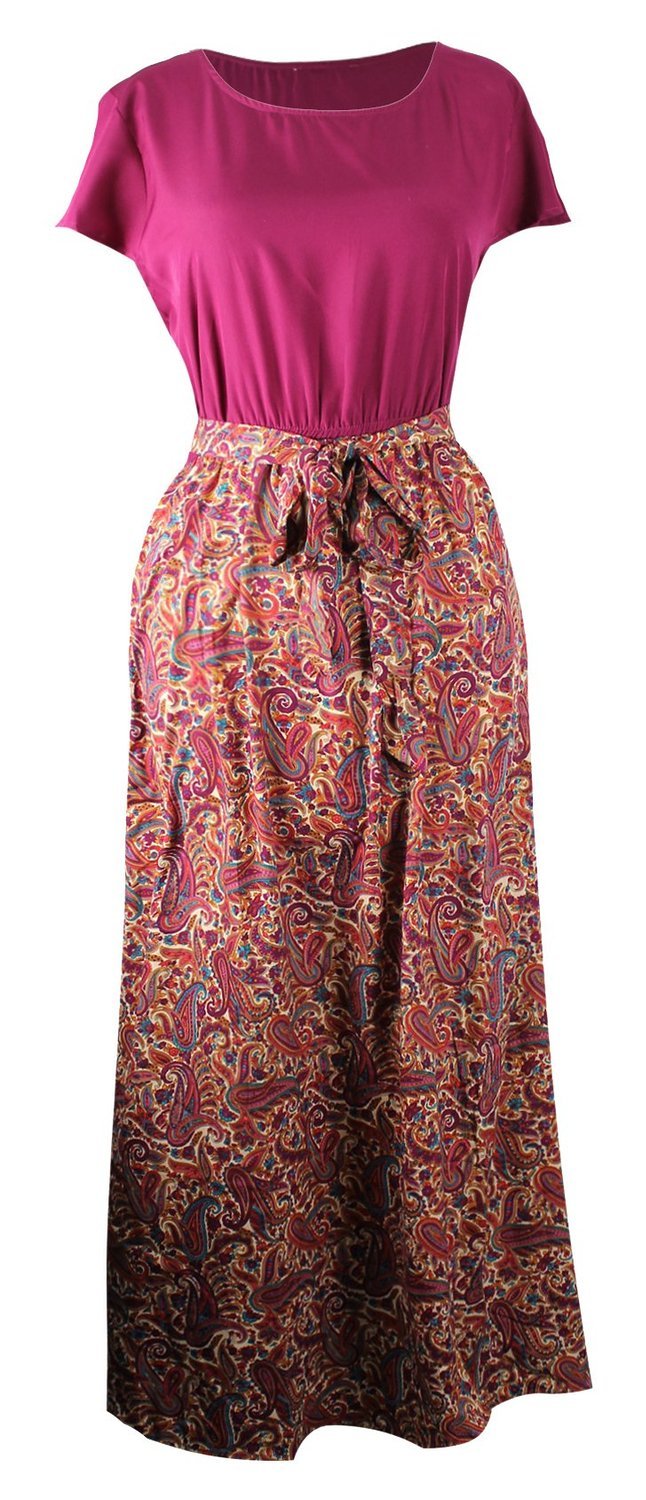 Short Sleeve Paisley Print Casual Maxi Dress