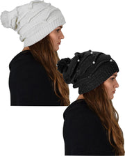 Cute Trendy 2 Pack Knitted Hats With Pearls