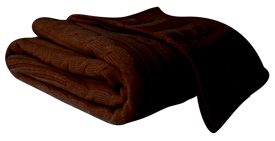 Cable Knit Cashmere Wool Throw (50x60")