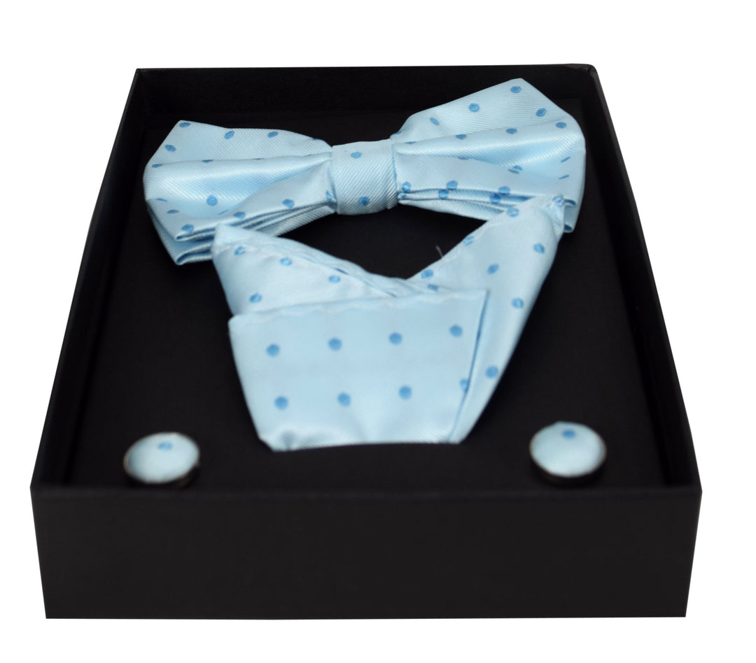 Mens Pre-tied Adjustable Tuxedo Bow Tie Cufflinks Pocket Square Set