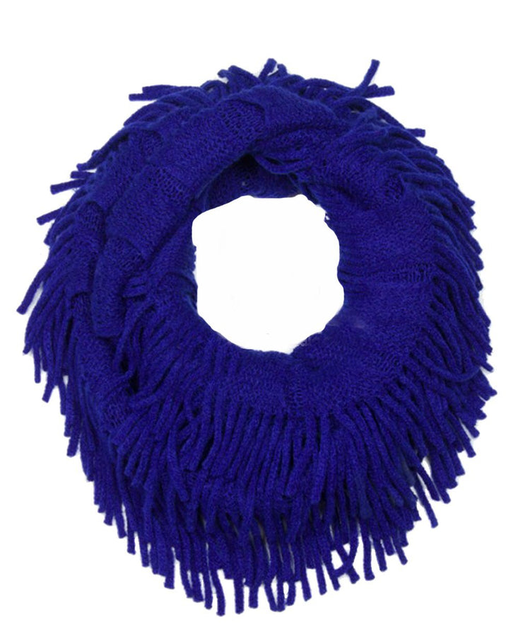 Blue Womens Gorgeous Cozy Winter Knitted Square Pattern Infinity Loop Scarf