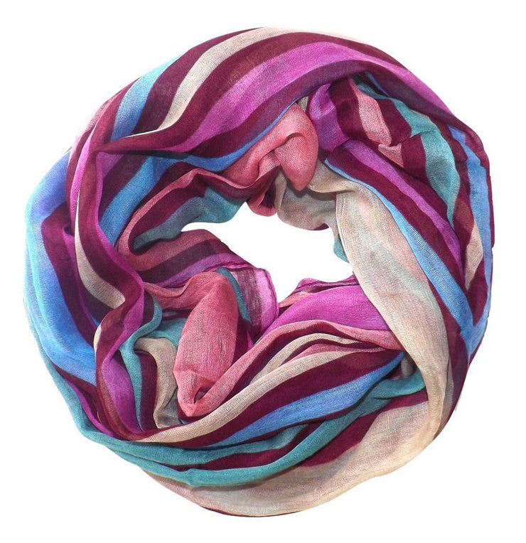 Maroon & Cream Vibrant Striped Design Fashionable Multicolor Infinity Loop Scarf