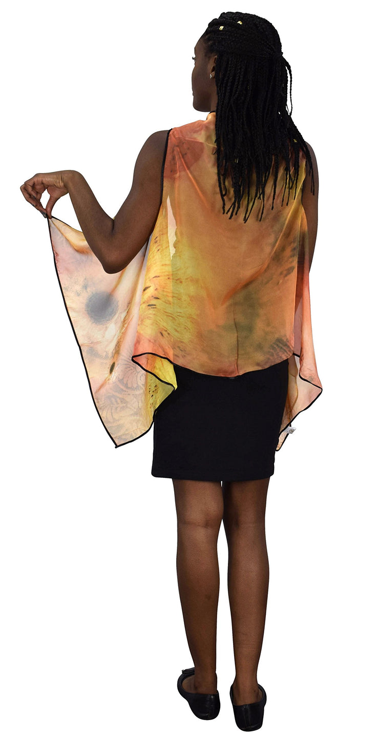 Burnout Fabric Light Weight Sheer Poncho Cover Up