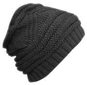 Trendy and Warm Zig Zag Crochet Knit Convertible Beanie Neck wear (Gray)