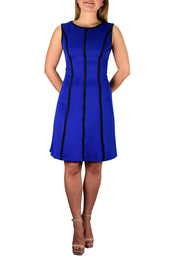 Striped Sleeveless Solid Color A-Line Cocktail Party Dress