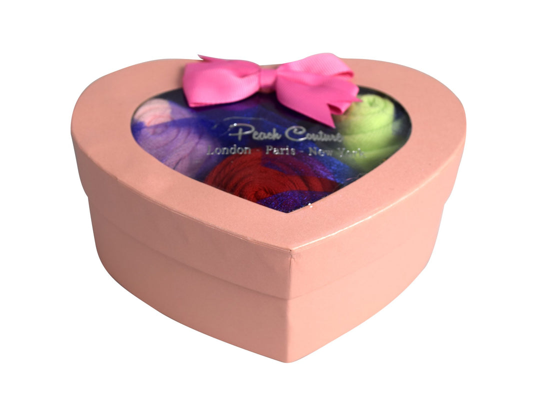 Women Rose Fold Bouquet Cotton Crew Socks Heart 3 Pair Pack Box