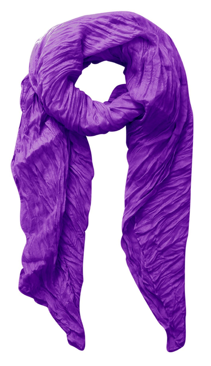 Purple Peach Couture Solid Colorful Soft Crinkled Lightweight Versatile Wrap Scarf