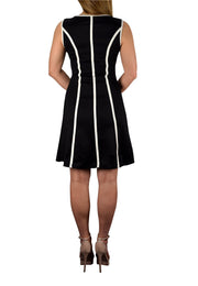 Striped Sleeveless Solid Color A-Line Cocktail Party Dress