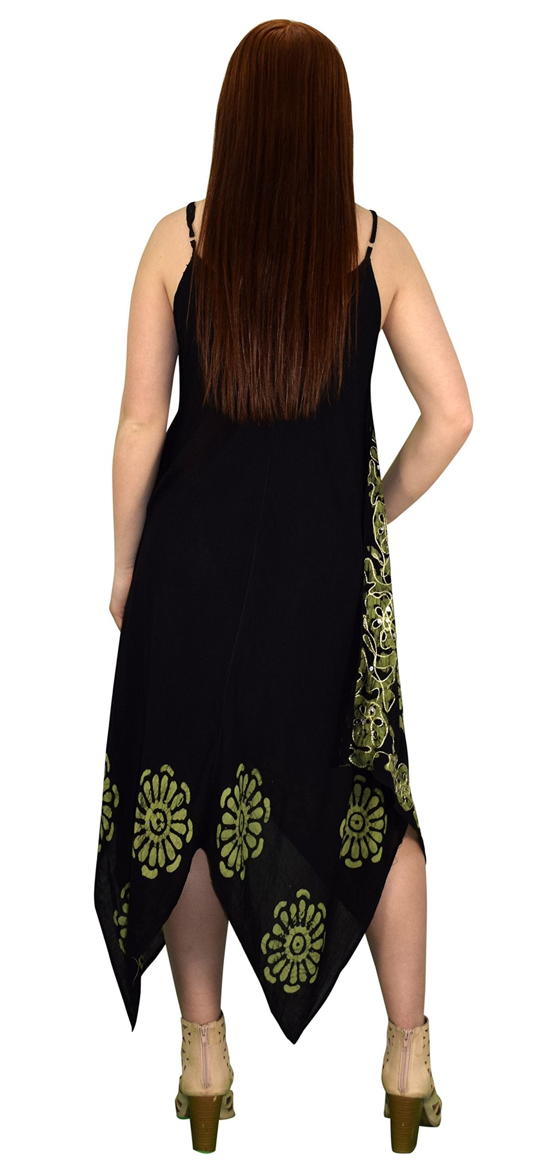 Floral Tie Dye Handkercheif Hem Sleeveless Summer Dress Cover up