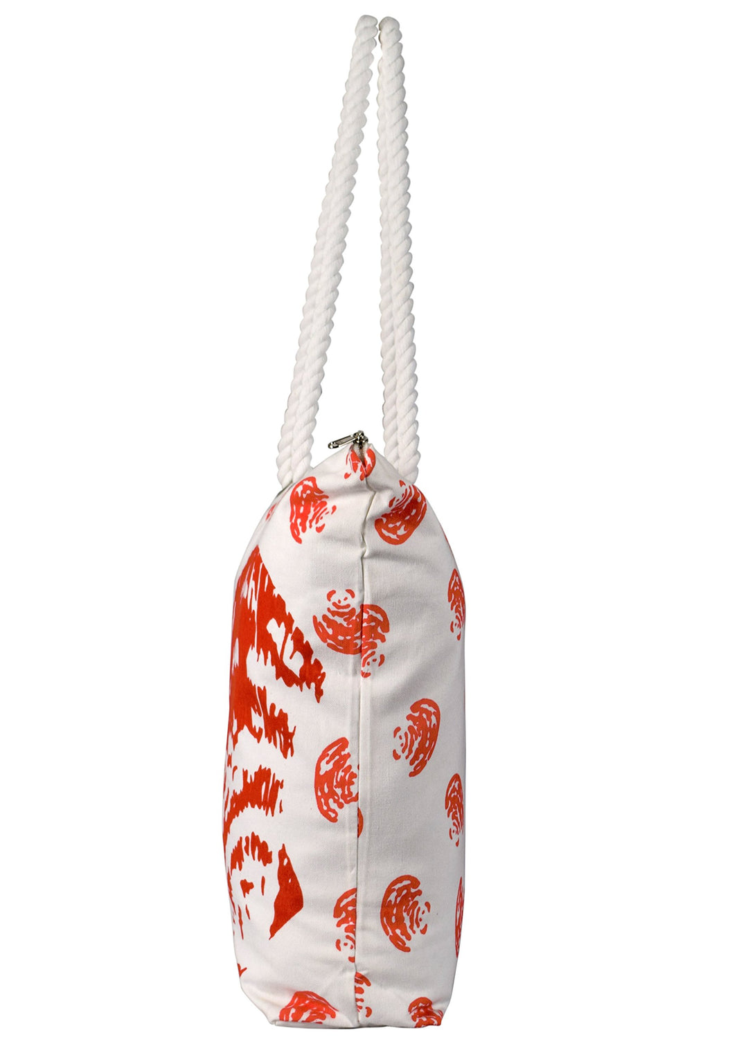 Seashells Print Cotton Canvas Beach Tote