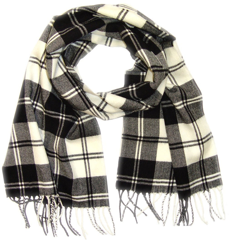 Black and White Plaid Soft Cashmere Feel Plaid Houndstooth Print Scarf Unisex Scarves Warm & Cozy