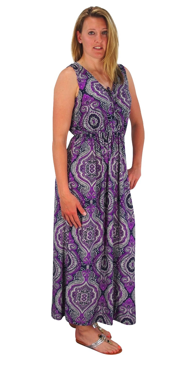 Plus Size Womens Sleeveless Exoctic Floral Print Maxi Dresses 1X, 2X, 3X