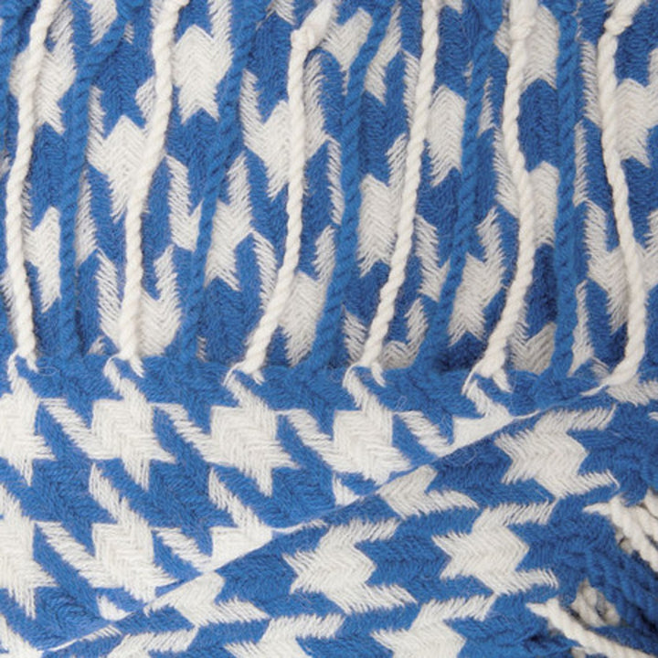 Blue Cashmere Wool Houndstooth Throw (50x60")