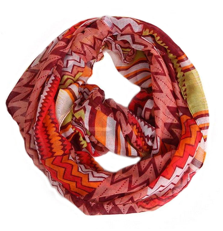 Coral Peach Couture Womens MultiColor Chevron Soft & Sheer Infinity Scarf Circle Loops