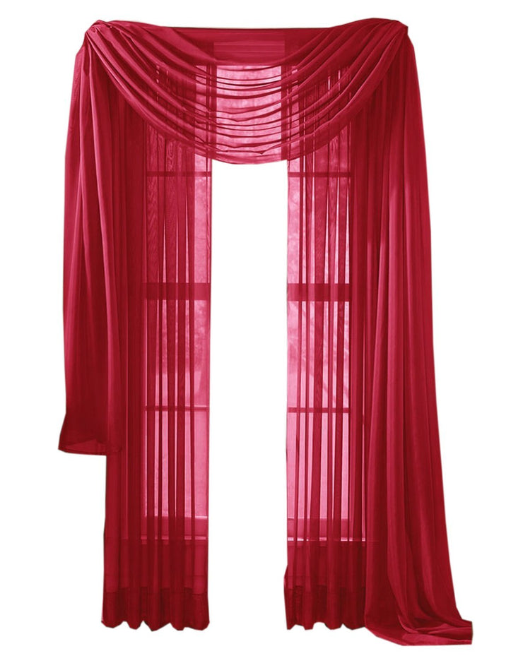 Red Peach Couture Home Collection Beautiful Accent 1 Piece Solid Lightweight Sheer Colored Viole Window Scarf - 54" x 216"