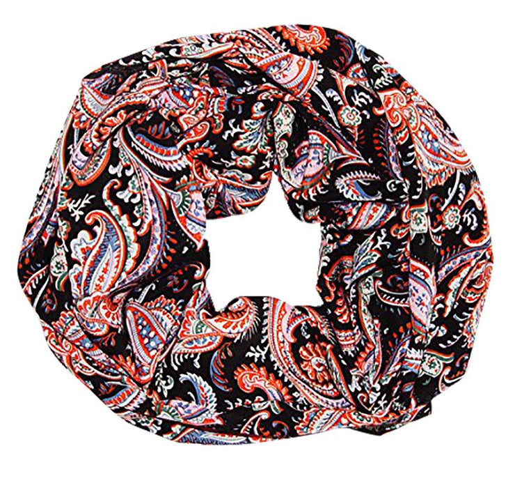 Black Peach Couture Womens Boho Floral Paisley Sheer Infinity Scarf Loop Circle Scarf