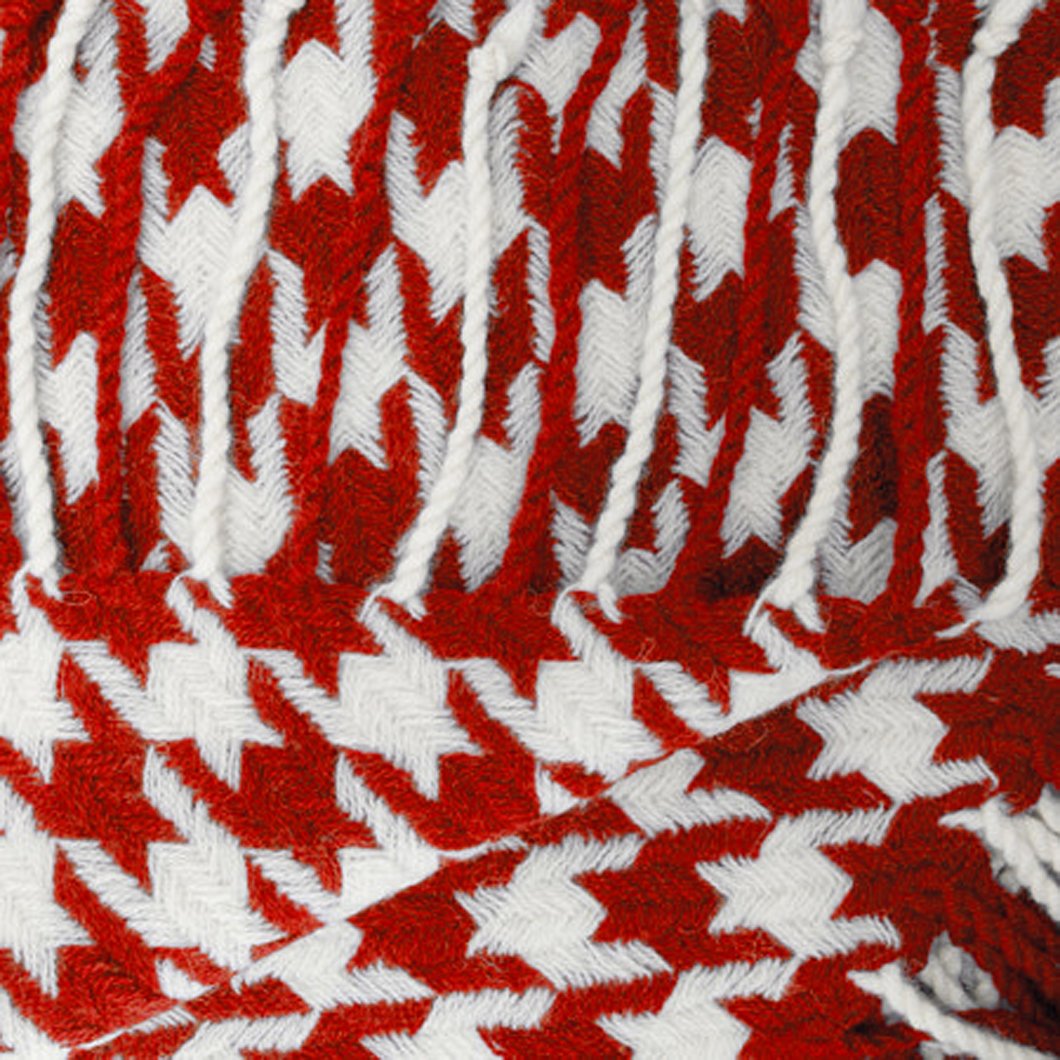 Red Cashmere Wool Houndstooth Throw (50x60")