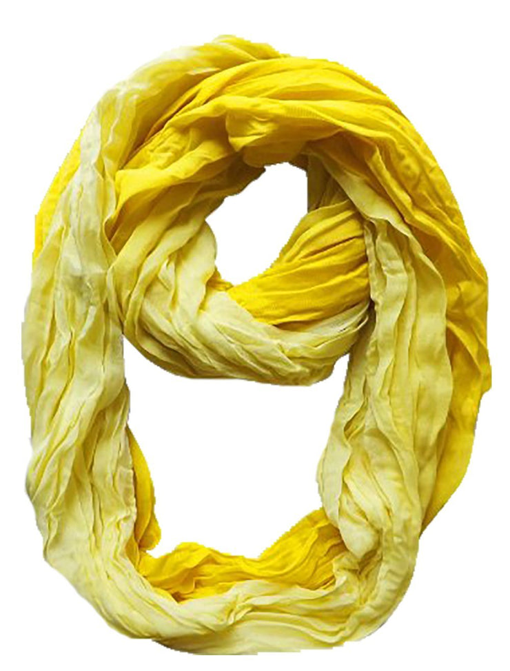Ombre Yellow Peach Couture Fashion Lightweight Crinkled Infinity Loop Scarf Neon Faded Ombre
