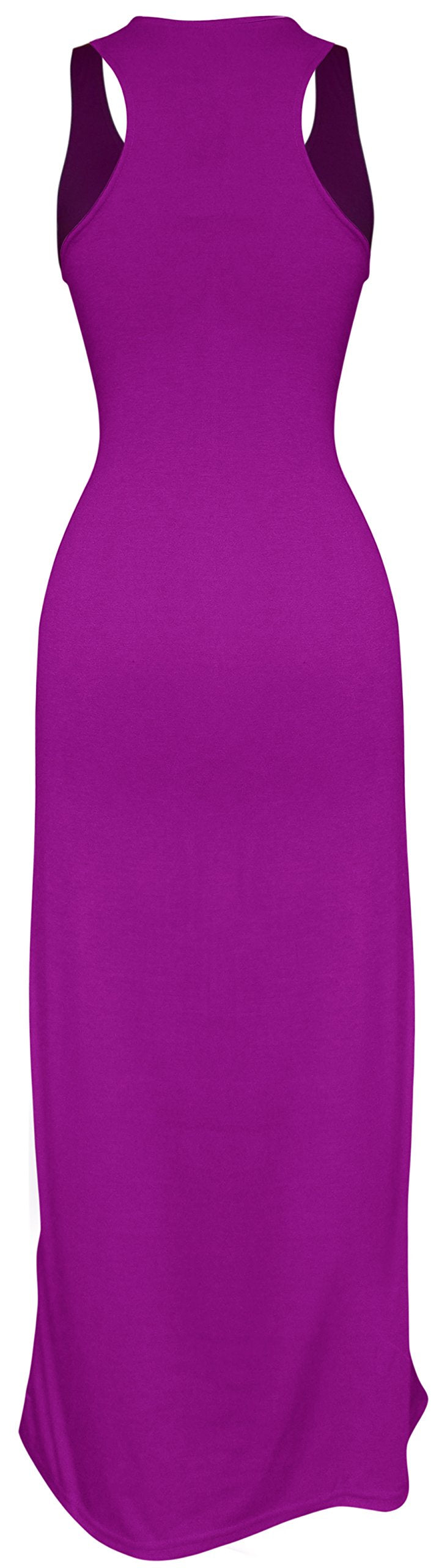 Racerback Summer Maxi Dress Striped Solid Sundress Purple XL