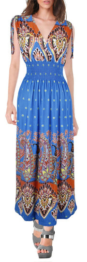Peach Couture Womens Summer Tropical Polka Dot Sleeveless Casual Long Dress Maxi Turquoise Orange X-Large