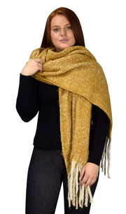 Winter Soft and Warm Cashmere Feel Tasseled Knitted Chunky Wrap Scarf