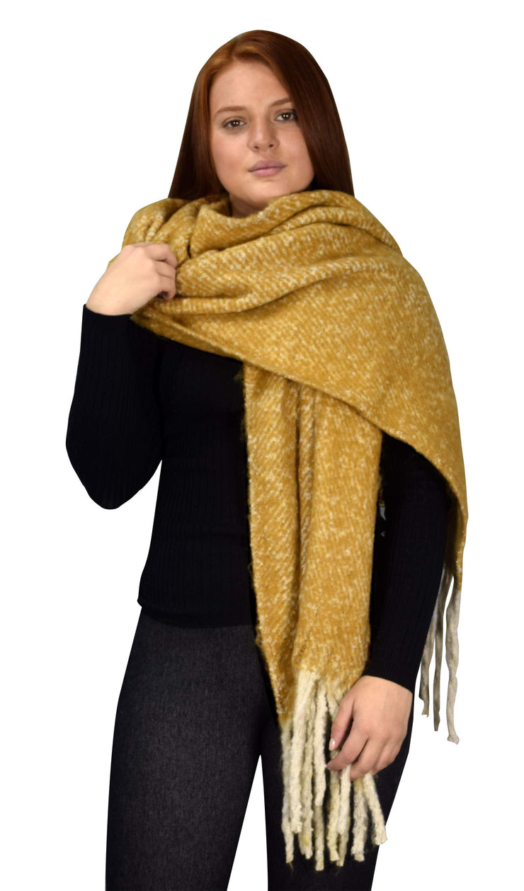 Winter Soft and Warm Cashmere Feel Tasseled Knitted Chunky Wrap Scarf
