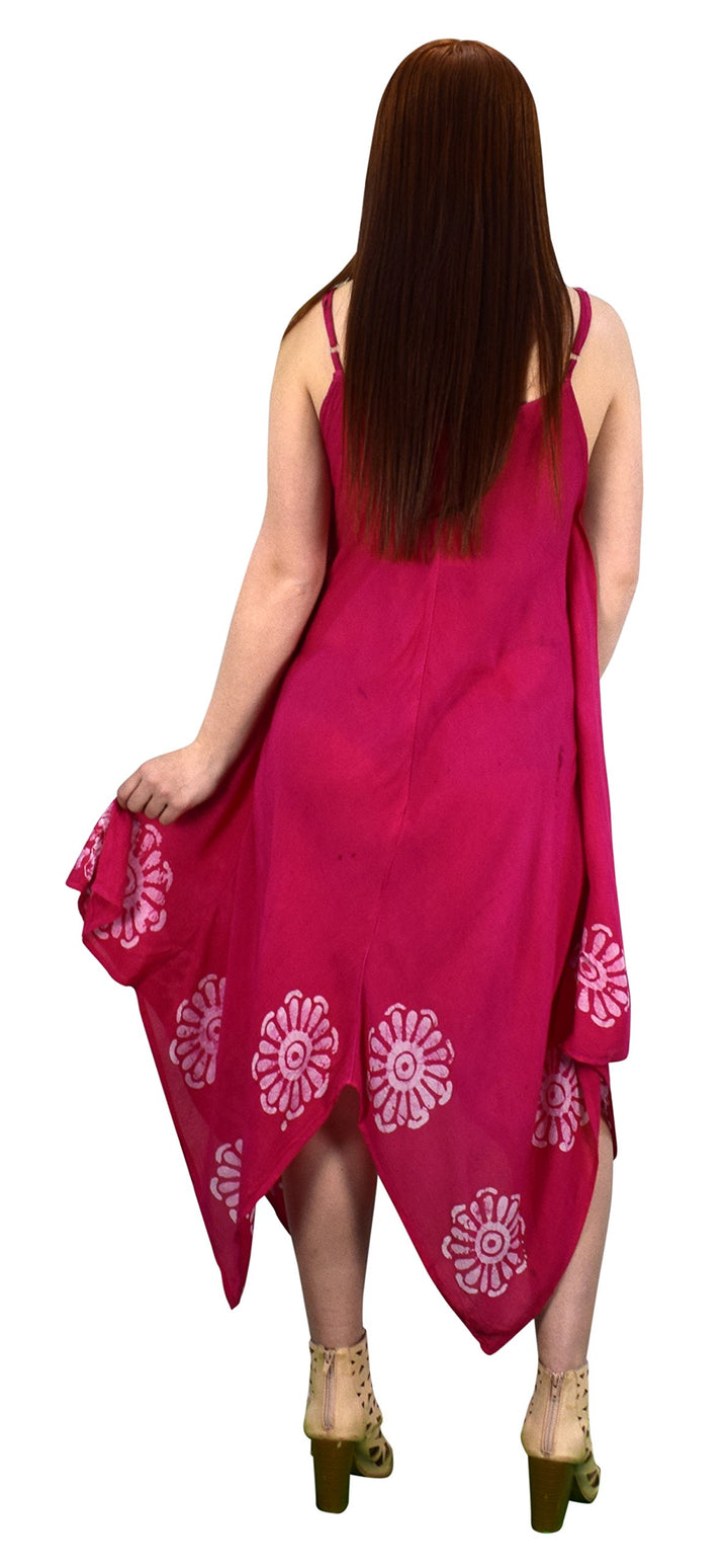 Floral Tie Dye Handkercheif Hem Sleeveless Summer Dress Cover up