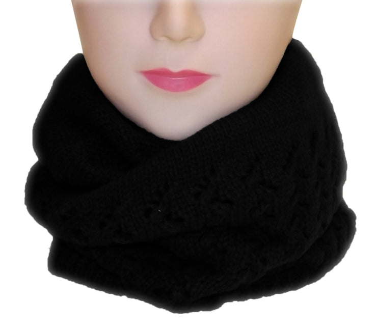 Womens Knit Thick Warm Slouch Beanie Ski Hat Cap (Ebony)