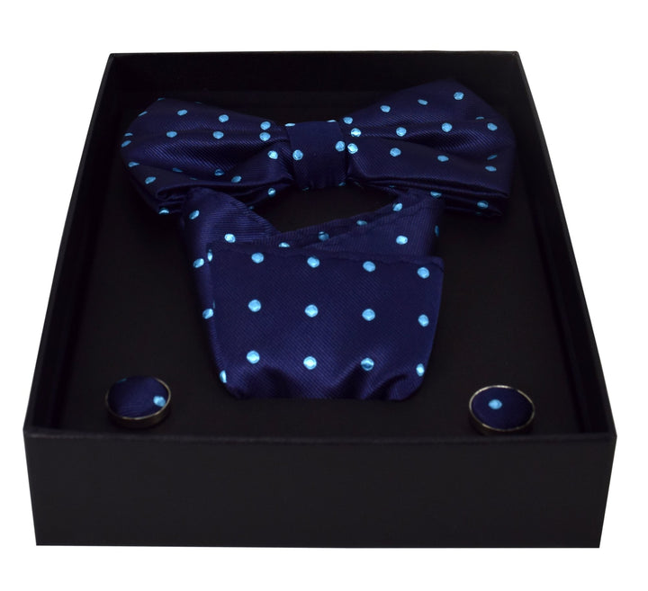 Mens Pre-tied Adjustable Tuxedo Bow Tie Cufflinks Pocket Square Set