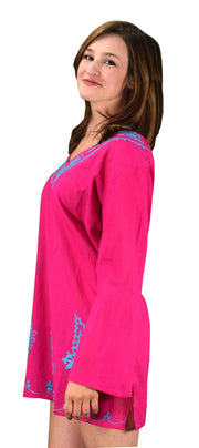 Oversized Cotton Embroidered Cover-up Beachwear Tunic