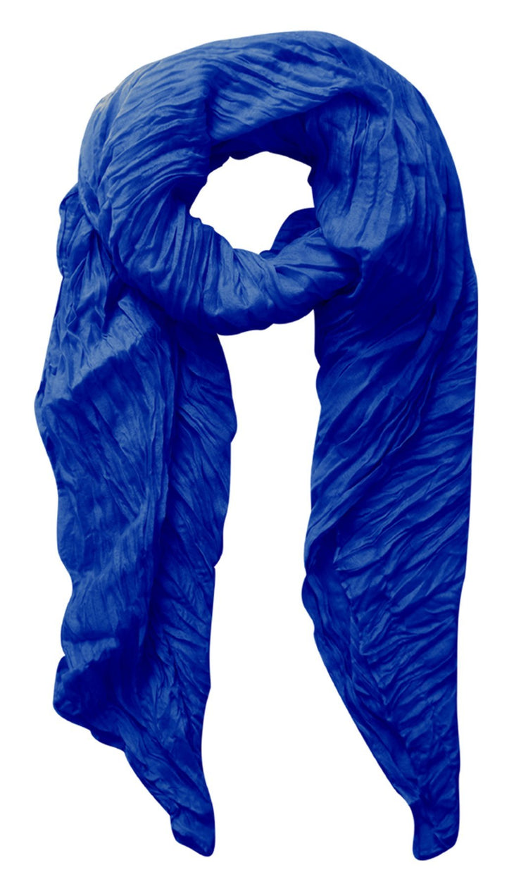 Royal Blue Peach Couture Solid Colorful Soft Crinkled Lightweight Versatile Wrap Scarf