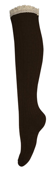 Lace Trimmed Warm Stylish Cotton Knit Knee High Boot Socks