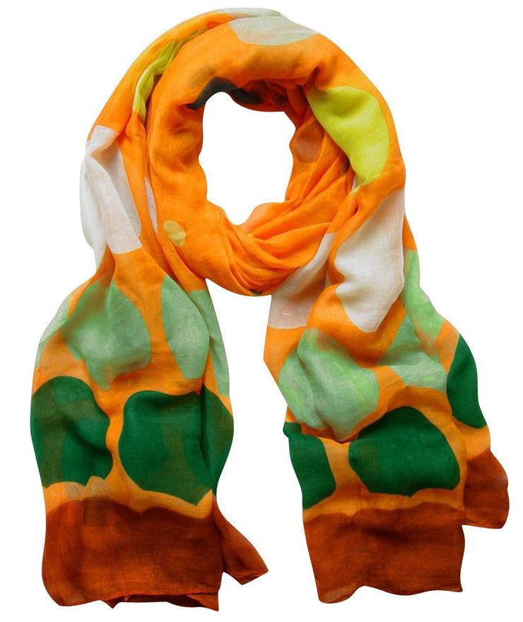 Orange Peach Couture Vintage Multicolored Classic Bright and Trendy Polka Dot Scarf
