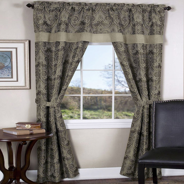 Peach Couture Window Treatment Blackout Curtains Window Set w/Attached Valance