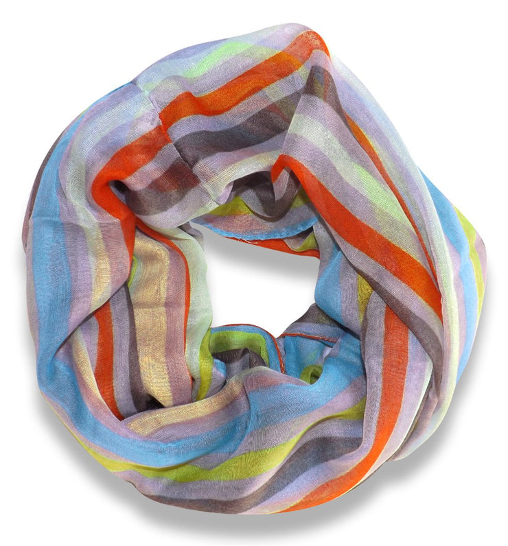 Peach Couture Trendy Striped Print Light and Soft Fashion Infinity Loop Scarf
